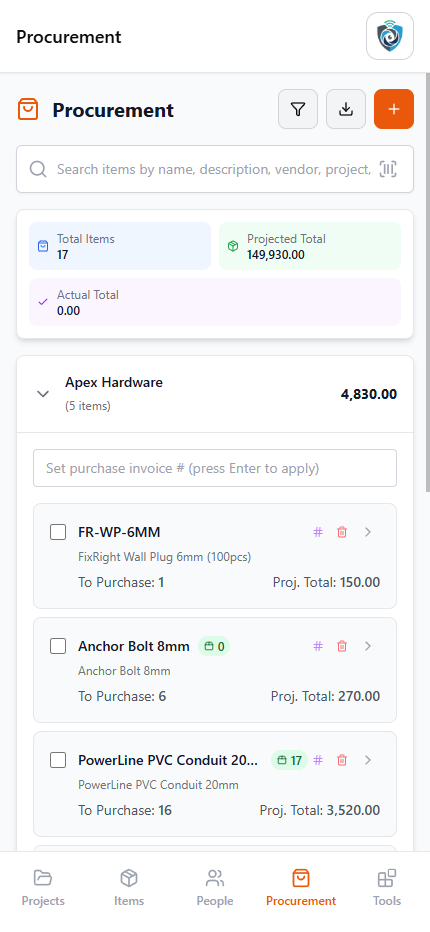 Mobile Inventory Screenshot 1